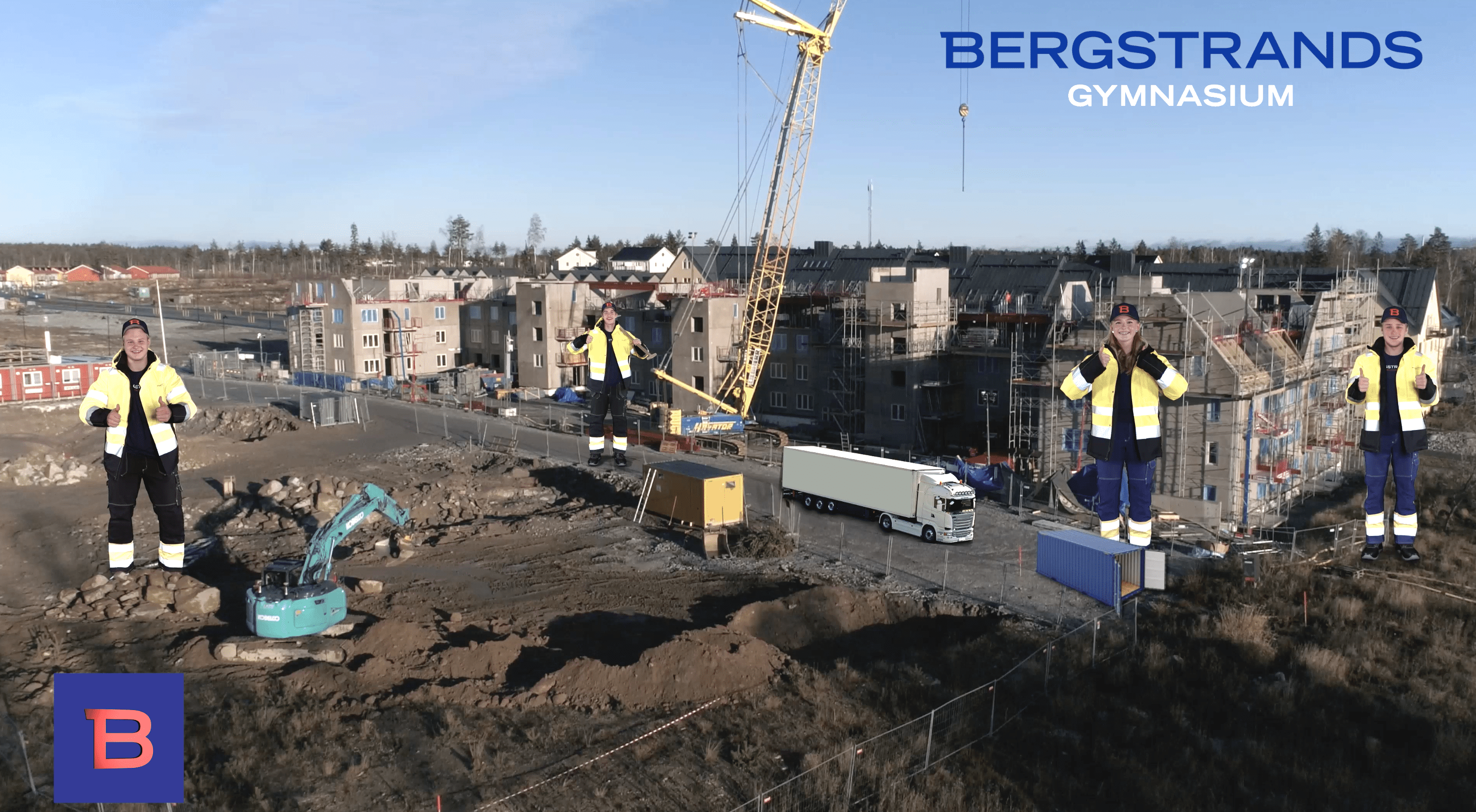 Nytt gymnasium i Sigtuna En byggarbetplats med bergstrands elever i stor skala