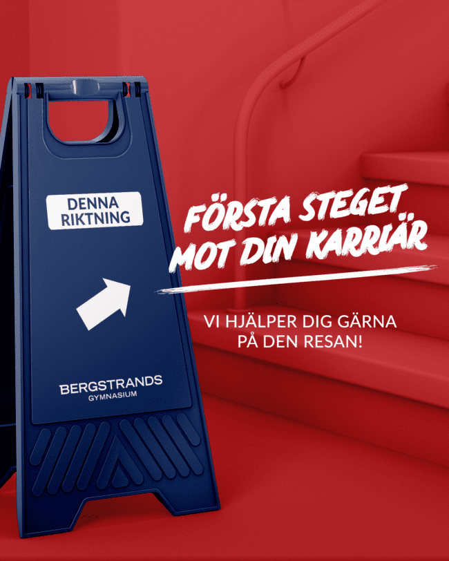 Öppet hus onsdag den 3 maj kl.16-19 Bilden beskriver "Första steget mot din karriär, vi hjälper dig på resan"